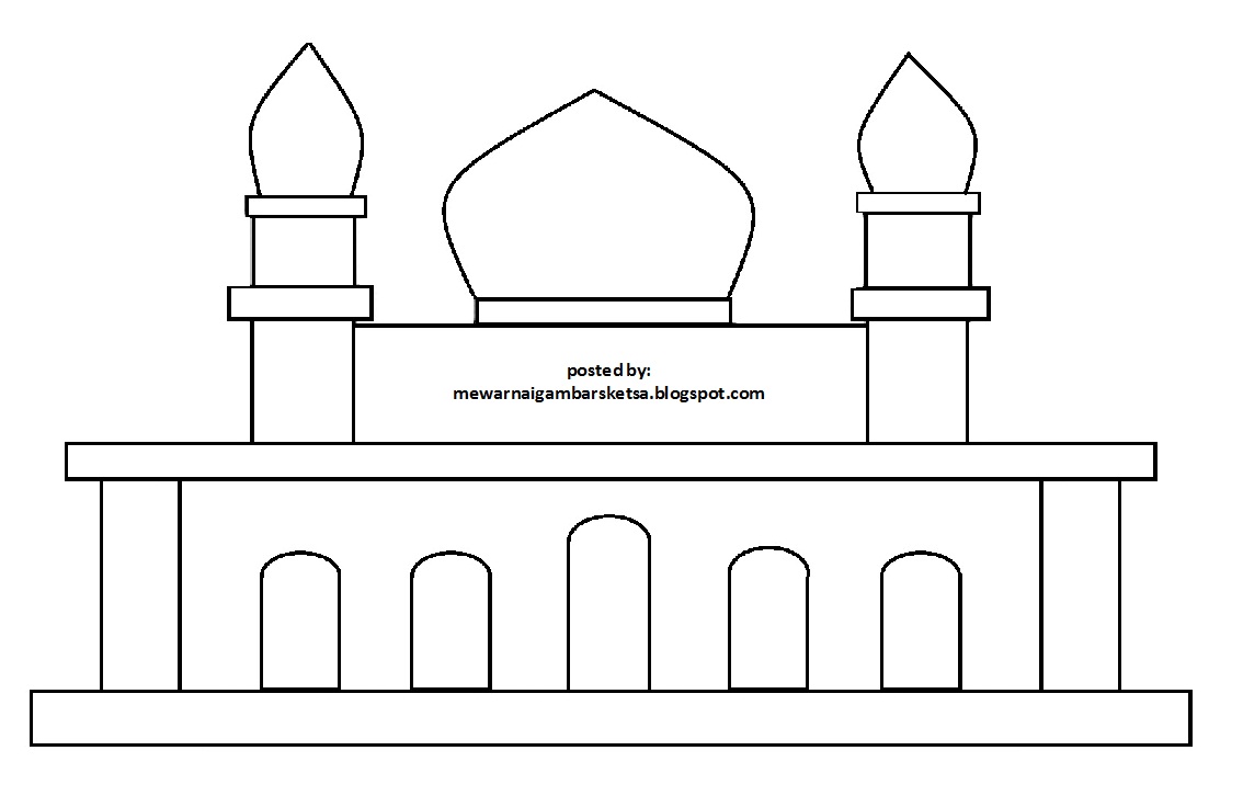 Mewarnai Gambar Mewarnai Gambar Sketsa Masjid 26