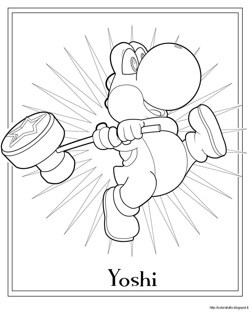 Oggi ¨ il protagonista del nostro disegno da colorare Yoshi coloring page