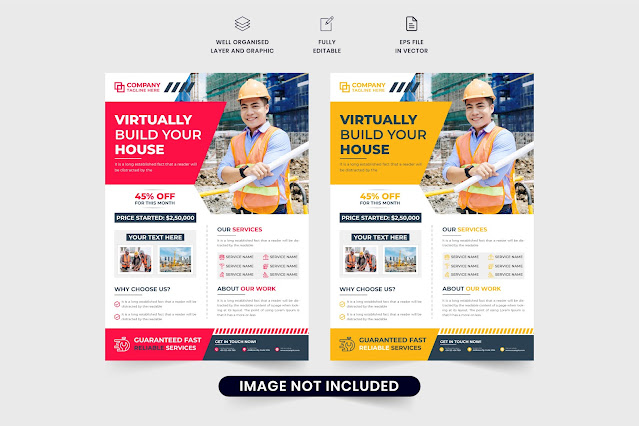 Professional construction service flyer free download
