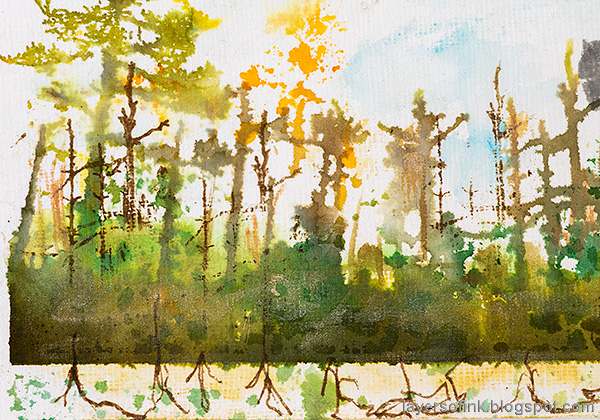 Layers of ink - Forest art journal page tutorial by Anna-Karin Evaldsson.