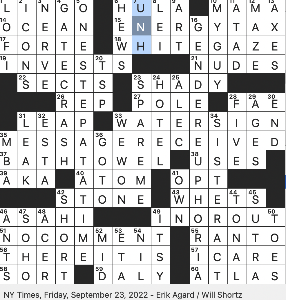 Rex Parker Does the NYT Crossword Puzzle: Joy that might come from being  aligned in one's body / FRI 9-23-22 / Setting for Life of Pi / Limbo  prerequisite / It's often