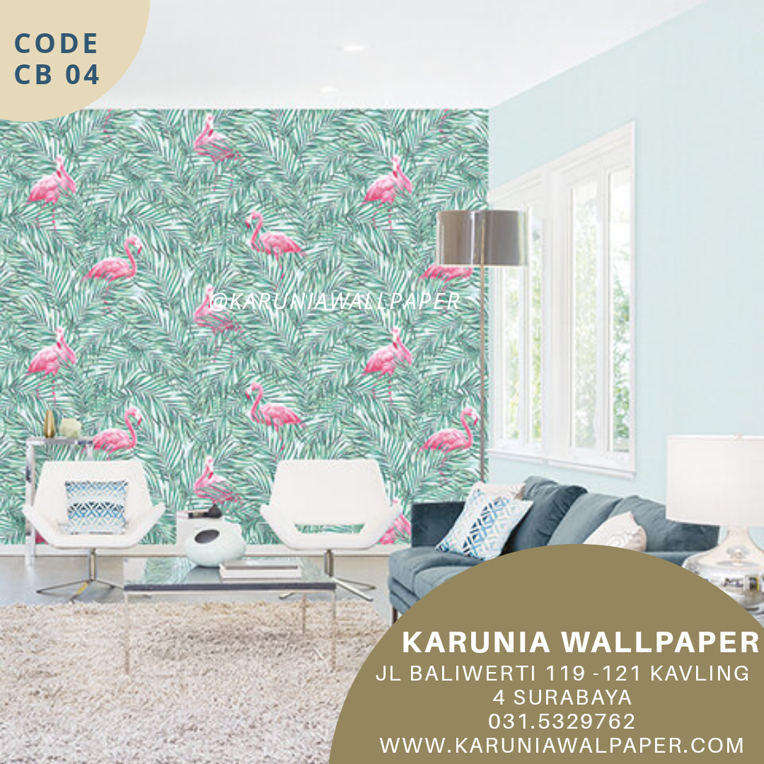 jual wallpaper motif burung flamingo