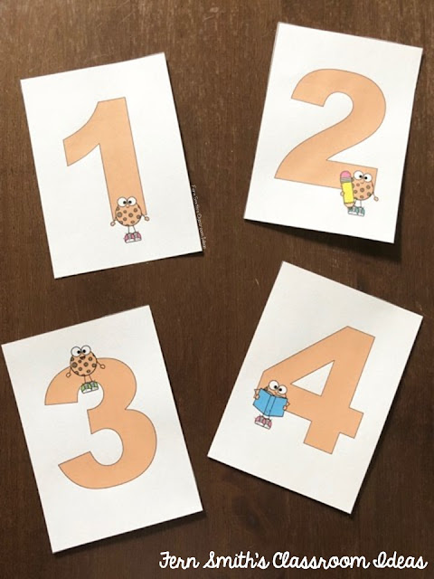 This is a set of large number flashcards with the numbers 0 - 10 designed with a cute Smart Cookie theme. They are perfect to print on card stock, 4 to a page, laminate and then use again and again each year. #FernSmithsClassroomIdeas