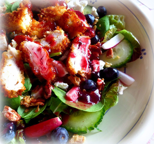 Crispy Chicken Salad with a Blueberry Vinaigrette