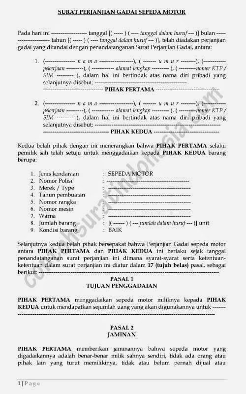 Contoh Surat Hibah Sepeda Motor Contoh Surat Terbaru