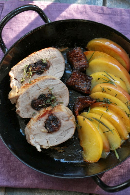 filet mignon porc , pommes , figues , plat du dimanche d'automne