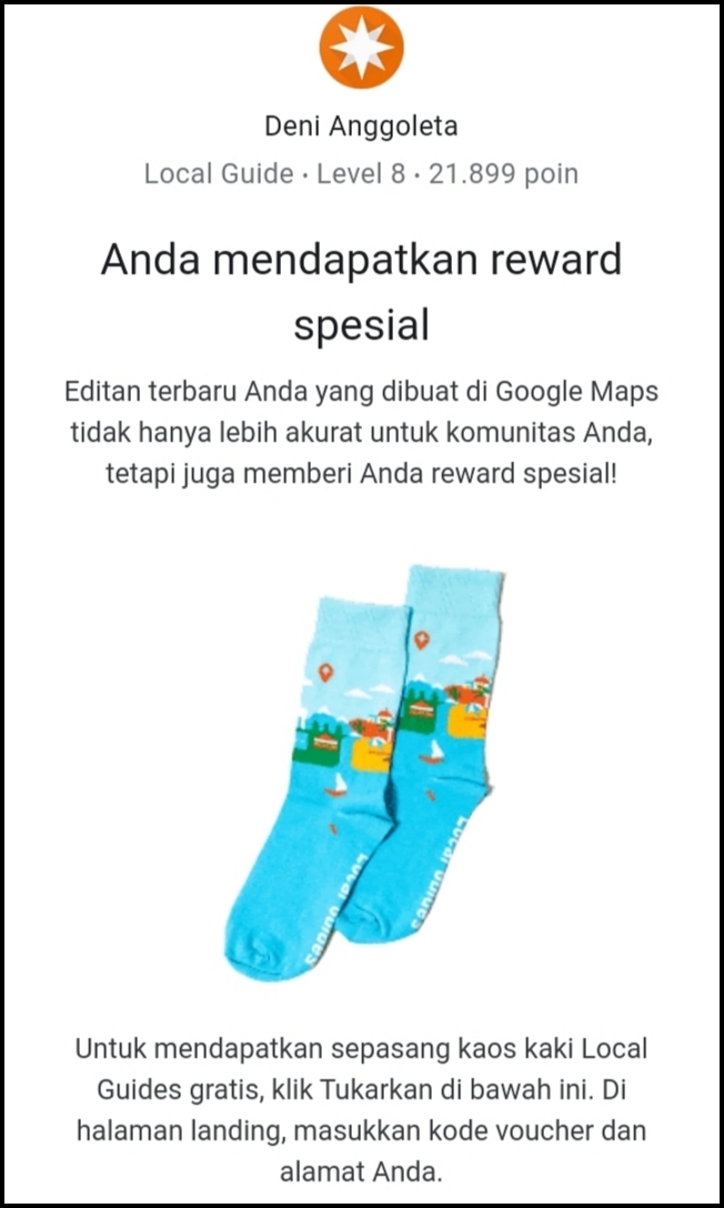 Hadiah Kaos Kaki Keren Model Unik Dari Program Google Local Guides Denianggoleta