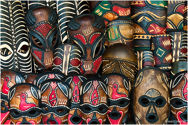 African masks in Greenmarket Square market, Cape Town, South Africa © Matt Prater