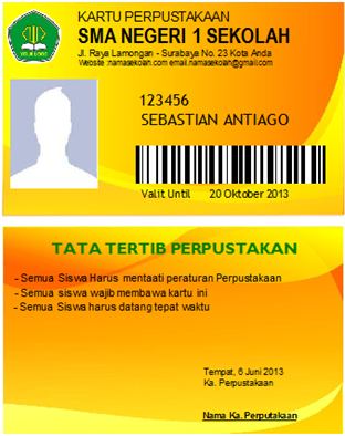 Kartu Perpustakaan  Software kartu Pelajar, Software ID 