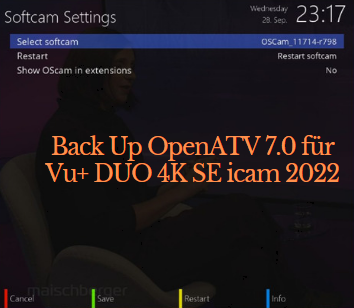 Back Up OpenATV 7.0 für Vu+ DUO 4K SE icam 2022