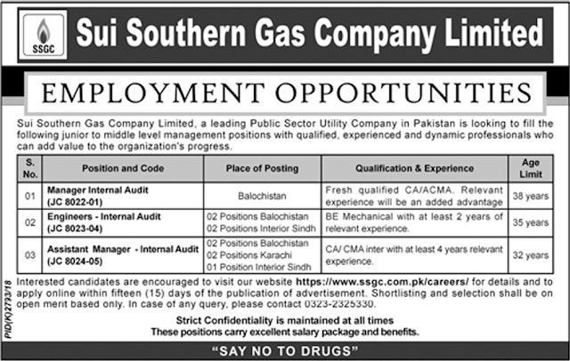Sui Southern Gas Company Limited Jobs 2019