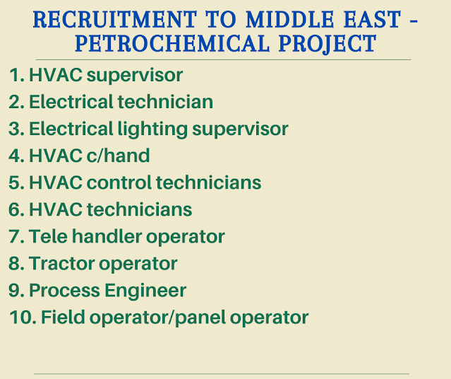 Recruitment to middle east - Petrochemical project