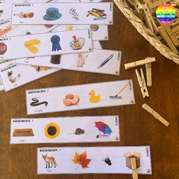 Rhyming Word Peg Cards | you clever monkey