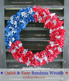 Easy Patriotic Bandana Wreath | 20 Crafts for the 4th of July - Independence Day DIYs | directorjewels.com