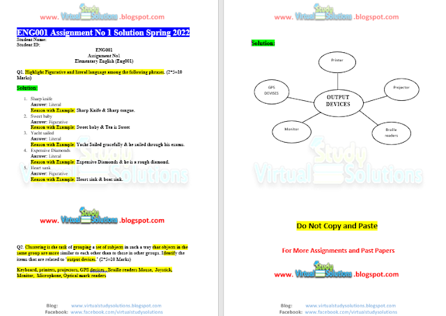 ENG001 Assignment 1 Solution Preview Spring 2022