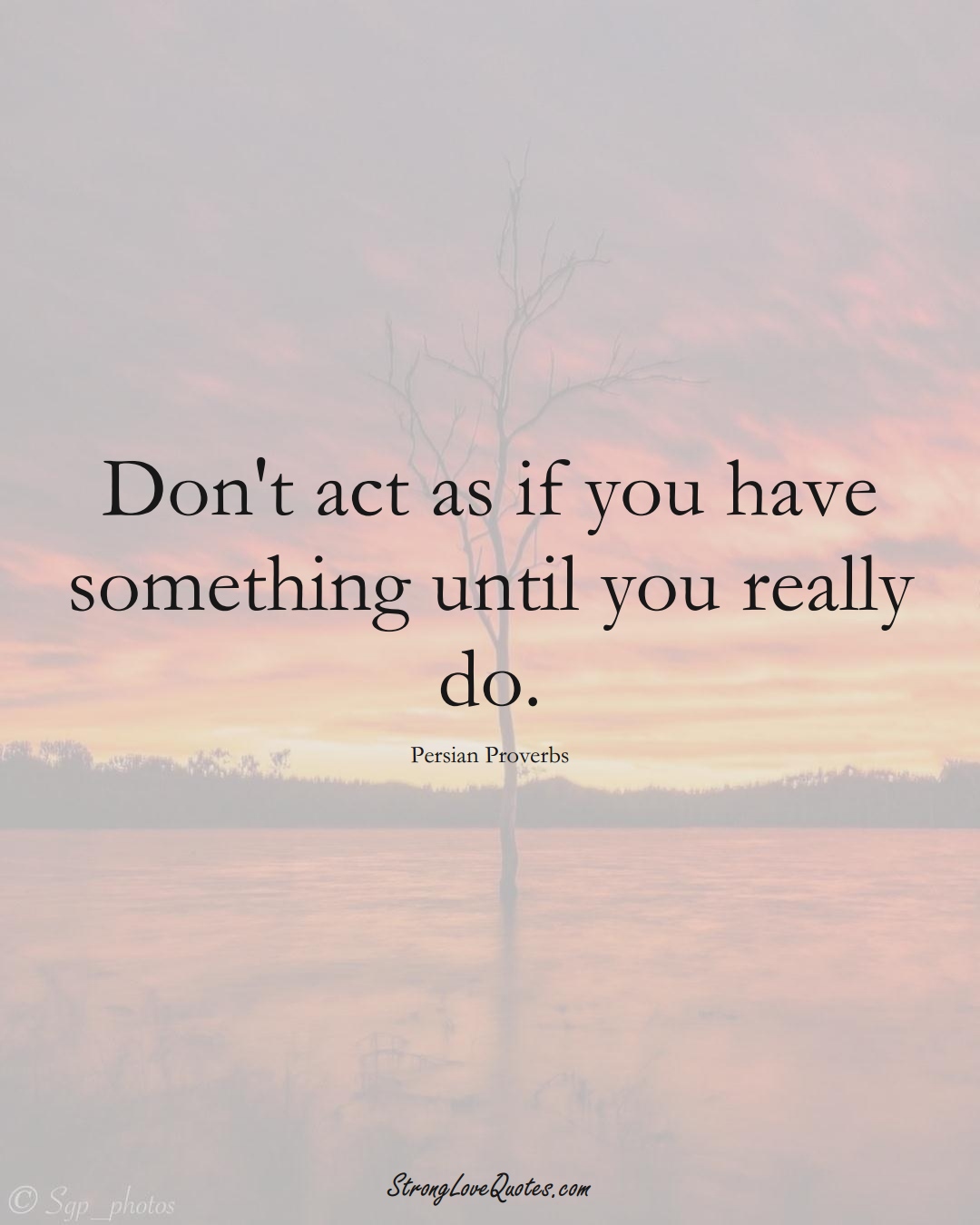 Don't act as if you have something until you really do. (Persian Sayings);  #aVarietyofCulturesSayings