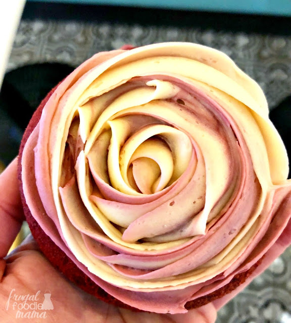 One of Holtman's Donuts most popular (and prettiest on the trail!) donuts is their Red Velvet Donut with Cream Cheese Frosting. The red velvet donuts are frosted to look like a rose.#DonutTrail