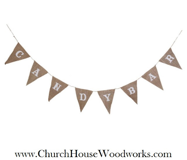 Burlap Candy Bar Flag Banner- 6 Feet Long- Great For Rustic Weddings, Baby Showers, Birthdays by Church House Woodworks