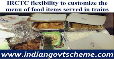 IRCTC flexibility to customize the menu of food
