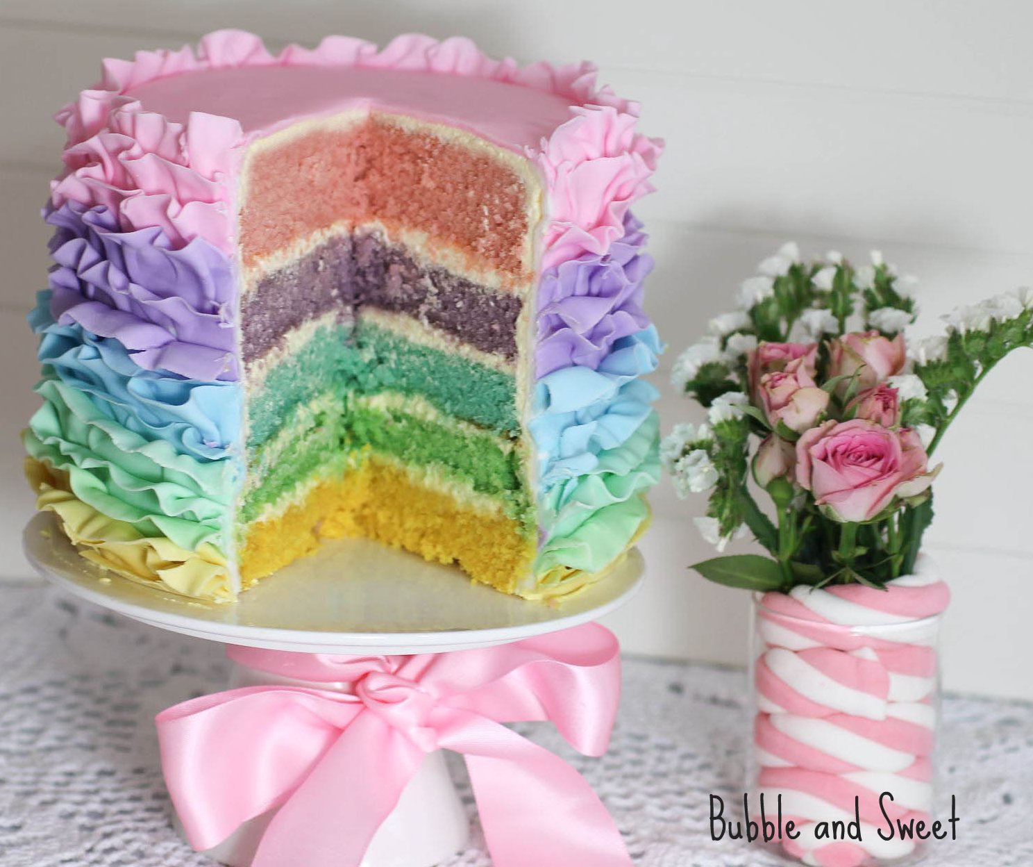 flower cake pops ideas How to make a Pastel Rainbow Ruffle Cake