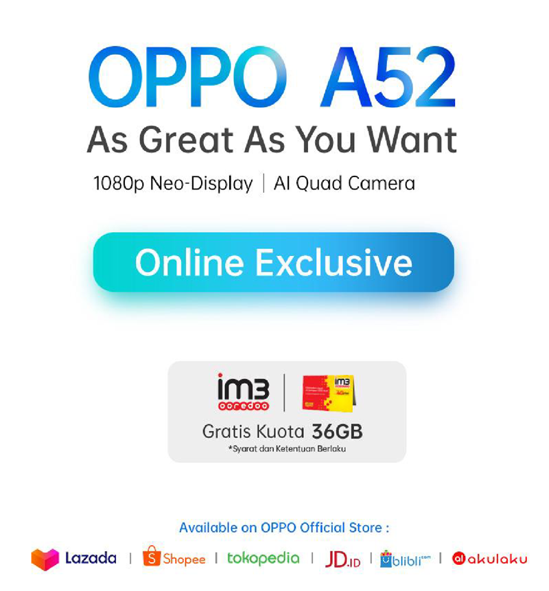 OPPO A52, Smartphone Rp2 Jutaan dengan Paket Data Melimpah