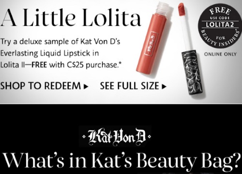 Sephora Free Kat Von D Liquid Lipstick Promo Code