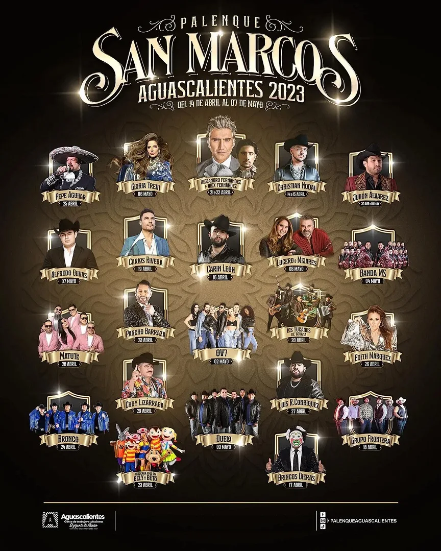 Palenque Feria San Marcos 2023 Cartelera de conciertos