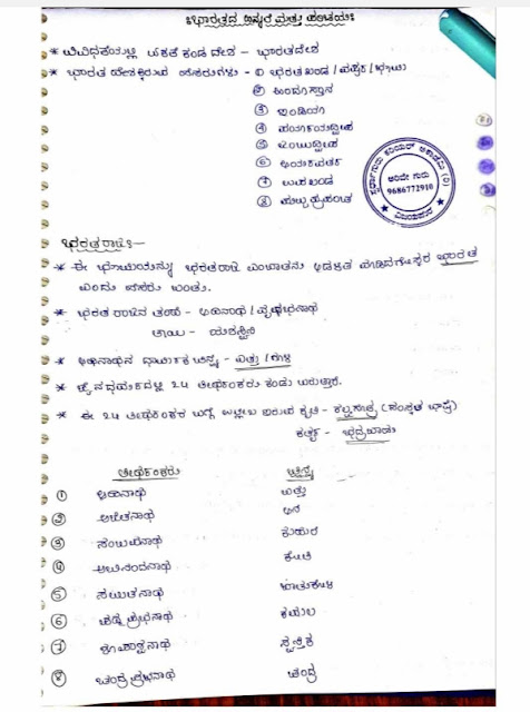 Geography Hand Written Notes in Kannada Download PDF