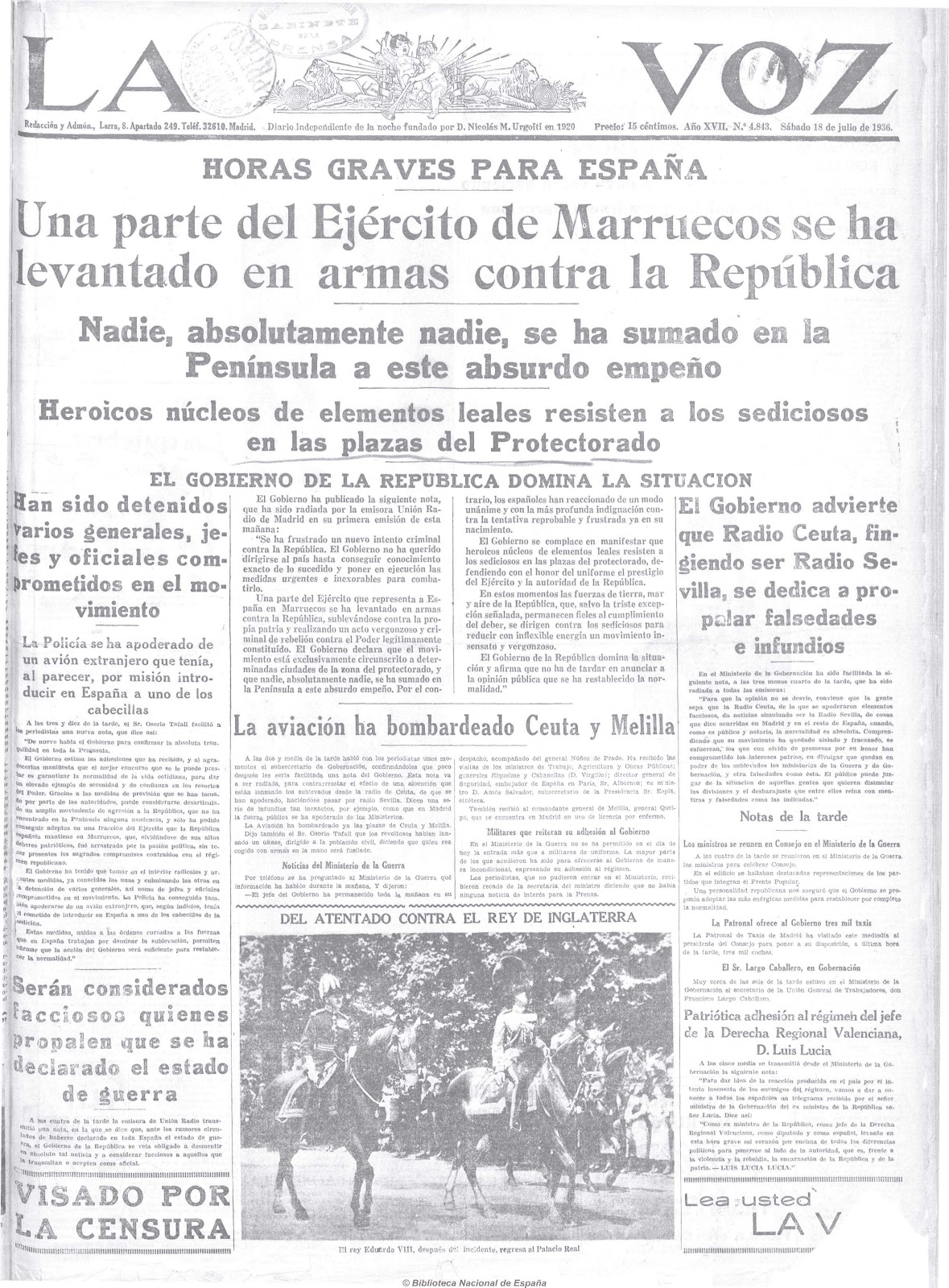 Guerra Civil Y Revolucion Social Ano 1936 17 Julio 24 Agosto