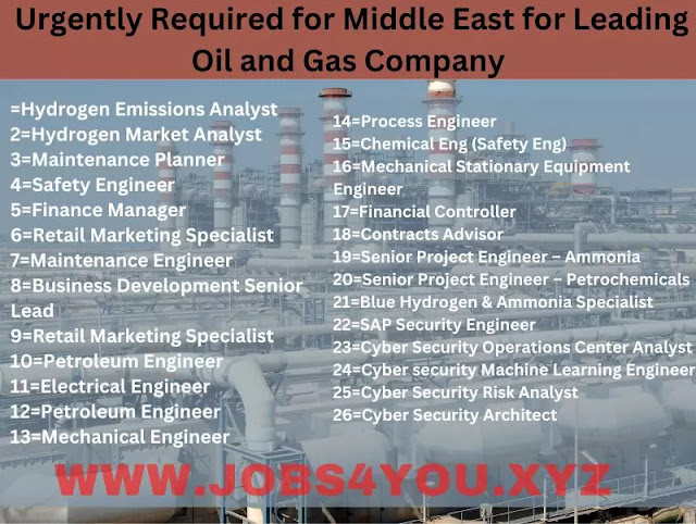 Urgently Required for Middle East for Leading Oil and Gas Company