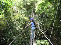 Mye crosses skybridge at Macahambus Park