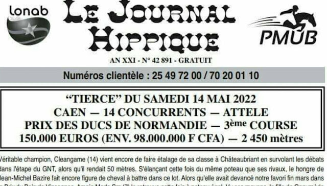 programme Pronostic quinté+ pmu Samedi Paris-Turf TV-100 % 14/05/2022