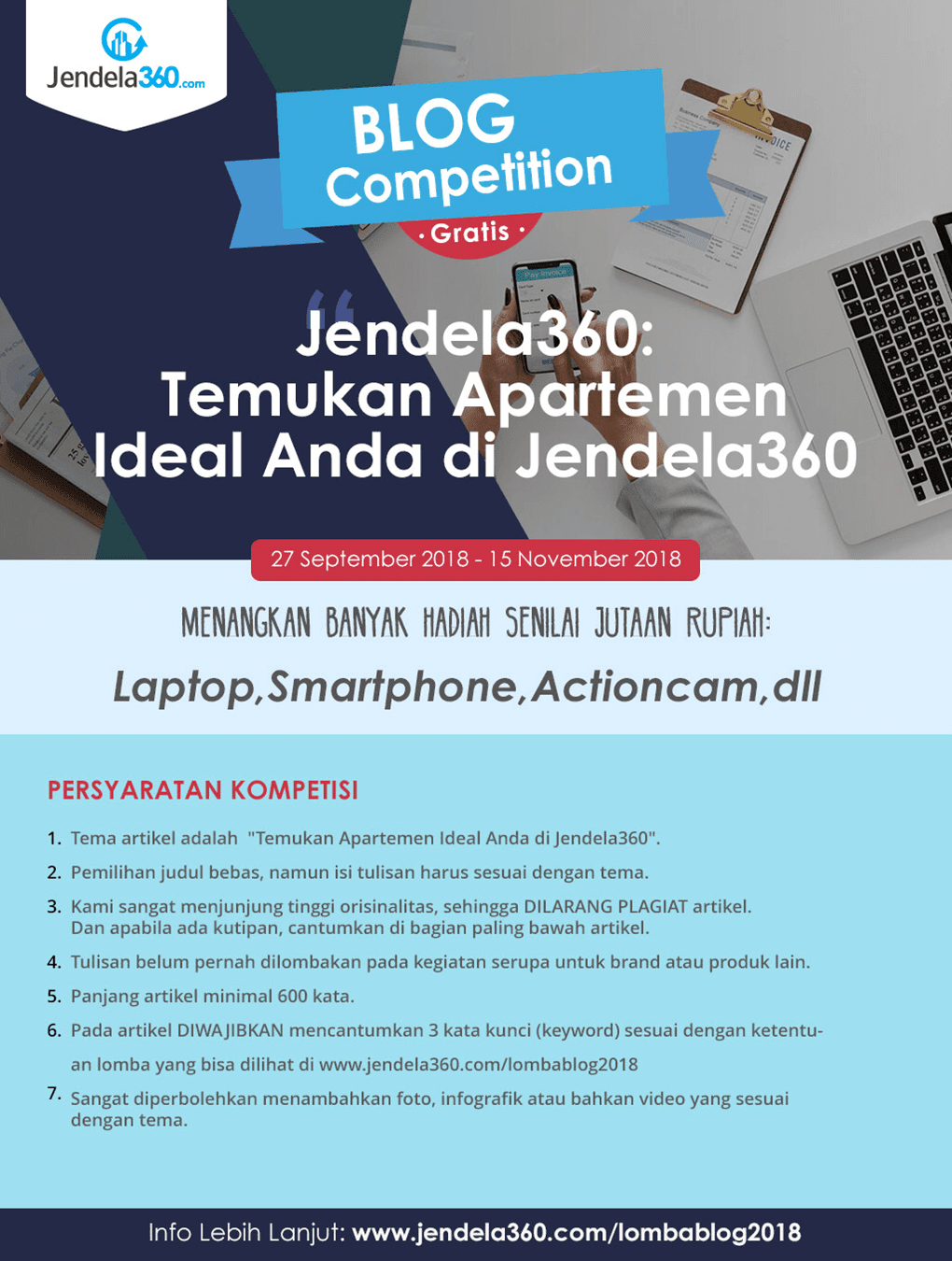  Temukan Apartemen Ideal Anda di Jendela Yuk Ikutan Lomba Blog dari Jendela360 Berhadiah Gadget Menarik Senilai Jutaan Rupiah!