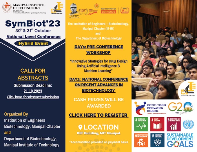 National Conference & Workshop "SYMBIOT-2023" (Hybrid Mode) | 30th & 31st October 2023 | 