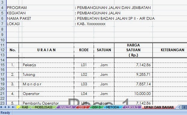 Contoh Rencana Anggaran Biaya Pekerjaan Jalan Di Blog 