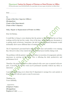 request letter for repair of office printer