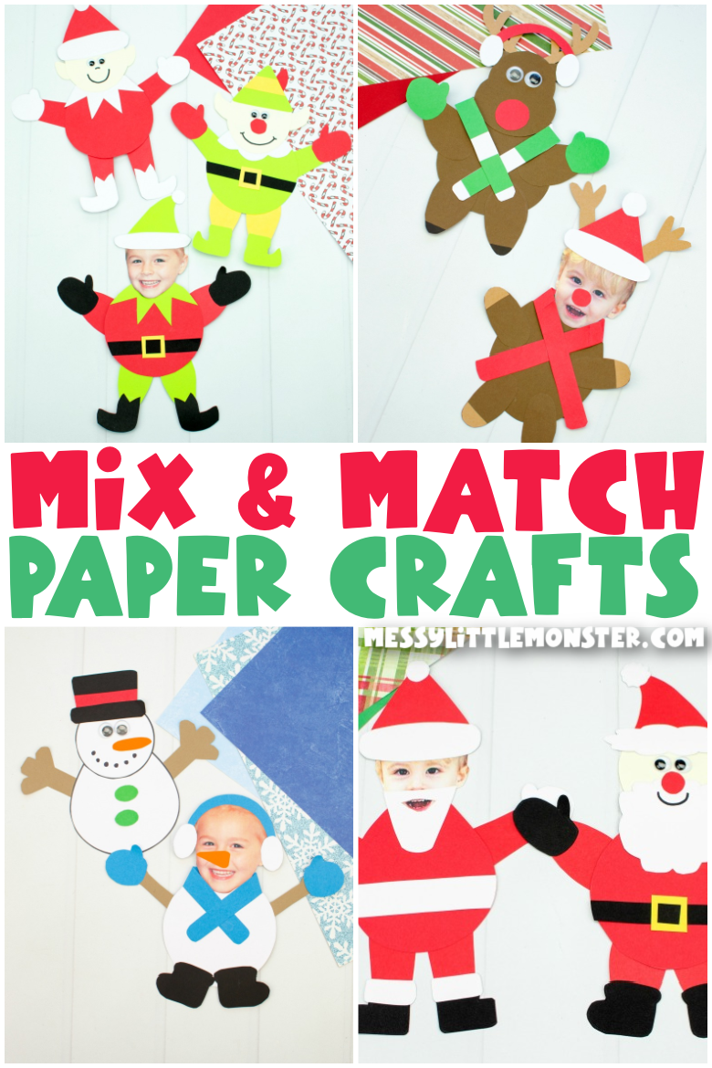 Easy Christmas paper crafts for kids with templates