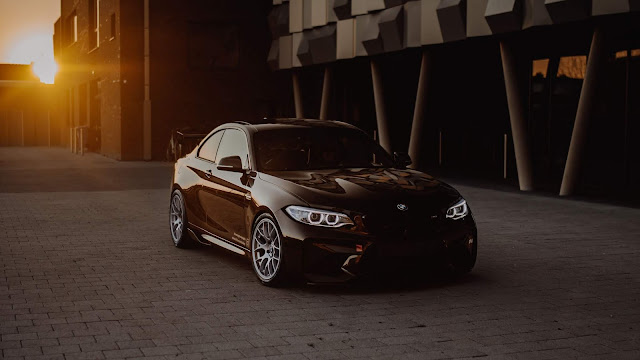 BMW, Sports Car, Black, Sunset