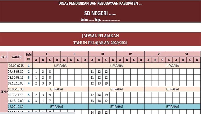 Download Aplikasi Jadwal Pelajaran Otomatis Untuk SD/MI