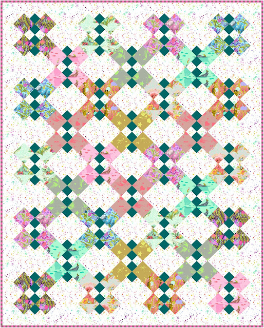 Flutter quilt pattern in Everglow by Tula Pink for Free Spirit Fabrics