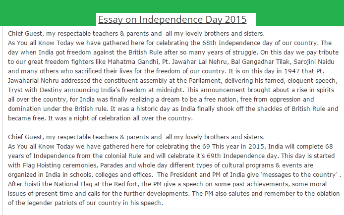 essay on indian independence day