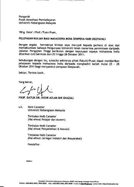 Surat Rasmi Permohonan Cuti Kolej - WRasmi