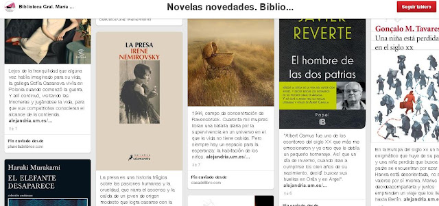 Novelas novedades, en Biblioteca General María Moliner.