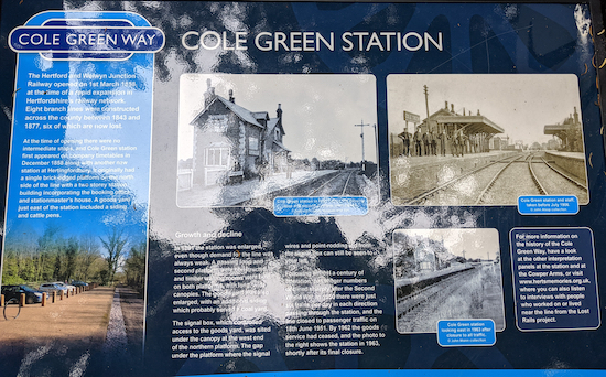 One of the information boards at Cole Green Station