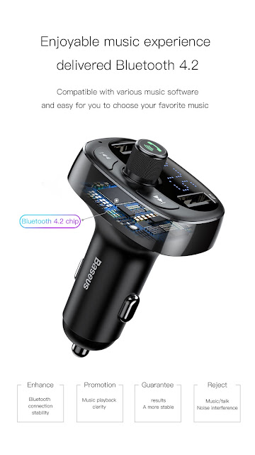 Baseus 3.4A Dual USB Car Charger Bluetooth FM Transmitter Handsfree Car Kit Player Aux Modulator 