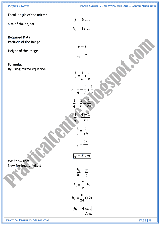propagation-and-reflection-of-light-solved-numericals-example-and-problem-physics-x