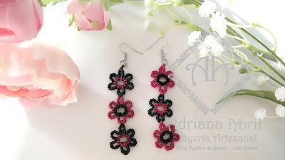 Pendientes en macramé, aros, aretes, Earrings, hoops, earrings in macramé by #AdrianaAbril