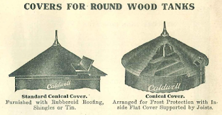 roofing of the conical-shaped wooden water tower