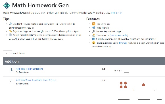 générateur d'exercice de math