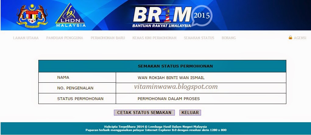 Semakan BR1M 2015 Secara Online ~ KAK WAWA - Health 